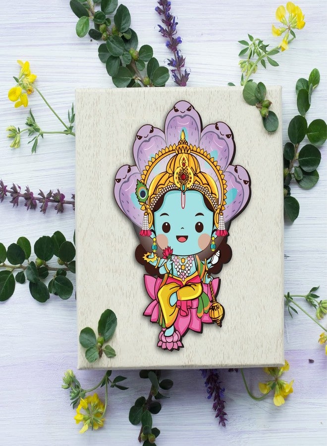 Bhai Please Lord Vishnu Wooden Fridge Magnet (Pack of 1) Hindu God, Spiritual, Divine, Devotional, Bhagwan Gift and Decorations - Image 4